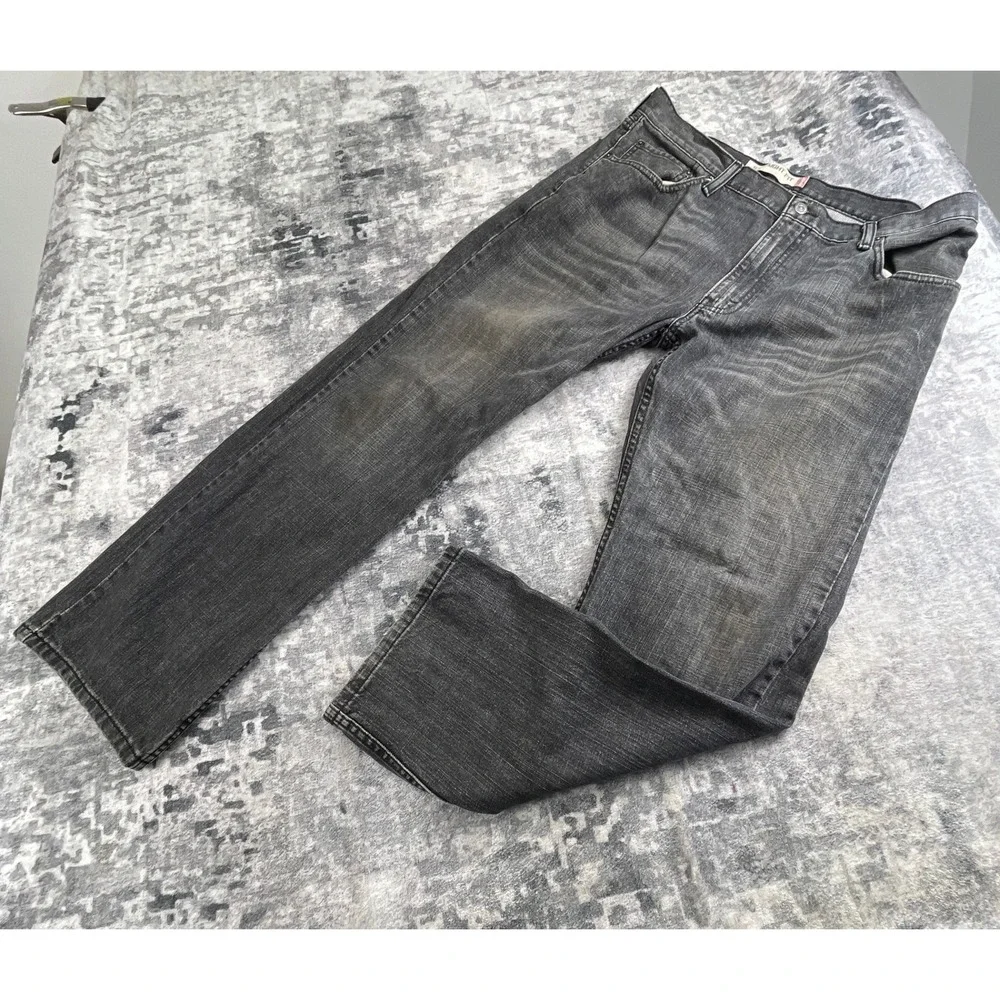 Levi's Mens 36x30 505 Straight Fit Jeans Faded Black Denim Casual Classic